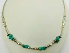 Vintage Native American Sterling Turquoise Necklace