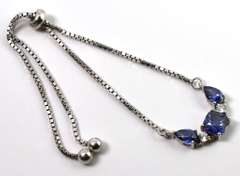 Beautiful Blue & White Crystal Bracelet in Sterling Silver