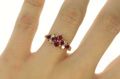 14K Yellow Gold 0.96 Ctw Princess Ruby Diamond Statement Ring