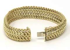 Eyecatching Wide Woven Yellow Gold Bracelet