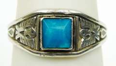 Vintage Bell Sterling Silver Gemstone Ring, 7