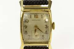 10KGF Hamilton 20.5x19.4mm Face Leather Strap Women's Watch