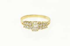 14K Yellow Gold Oval Cluster Accent Travel Engagement Ring