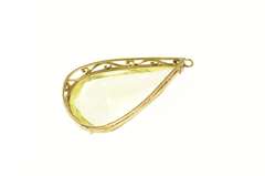 14K Yellow Gold Pear Quartz Massive Filigree Statement Pendant