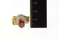14K Yellow Gold Spessartine Garnet Diamond Swirl Cocktail Ring