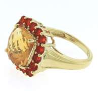 Graceful Yellow Gold Citrine & Mexican Fire Opal Halo Ring