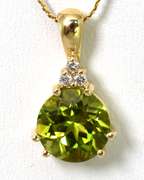Refreshing Peridot & Diamond Necklace in 14KT Yellow Gold