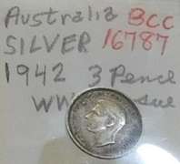 Australia:  1942 Silver 3 pence, World War 2 era