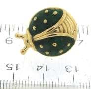 Pleasing Green Enamel Ladybug Earrings