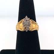 Unique 10kt Yellow Gold Diamond Cluster Ring