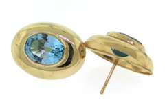 Dreamy Yellow Gold Blue Topaz Earrings