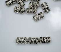 Pewter Puffed Rectangle Spacer Beads, 224 Ct. 15 X 8mm