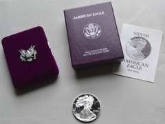 1993  Proof  Silver Eagle With Box and Paper