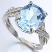 5.59 CT BABY SWISS BLUE TOPAZ & DIAMOND 925 STERLING SILVER RING