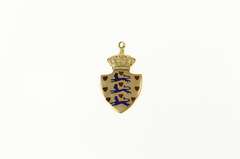 14K Yellow Gold Denmark Enamel Victorian Coat of Arms Charm/Pendant