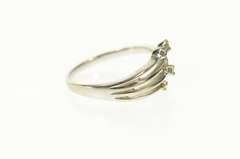 14K White Gold Fanned Diamond Layered Design Band Ring