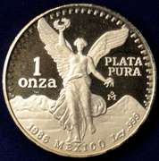 1986 Proof Mexican Libertad, 1oz .999 Silver.