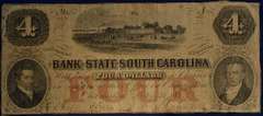 Bank Of The State Of South Carolina $4, Circulated. #S-952