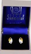 Sterling Ribbon Earrings with Blue Sapphires