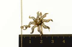 10K Yellow Gold Victorian Seed Pearl Diamond Flower Sun Necklace