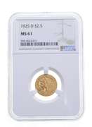MS61 1925-D $2.50 Indian Head Gold Quarter Eagle - Graded NGC