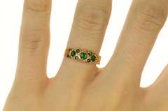 14K Yellow Gold Victorian Sim. Emerald Ornate Statement Ring