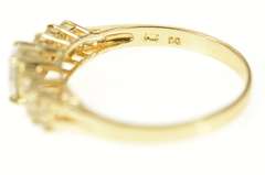 14K Yellow Gold Oval Cluster Accent Travel Engagement Ring