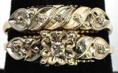 Vintage Diamond Wedding Set in 2-Tone 14KT Gold