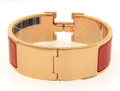 Hermes Rose Gold Plated Enamel Bangle Bracelet