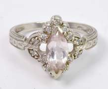 Vintage Morganite & Diamond Ring, 14KT
