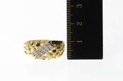 14K Yellow Gold Men's Squared Textured Nugget Diamond Ring