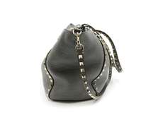 Valentino Rockstud Pebbled Leather Grey Tote