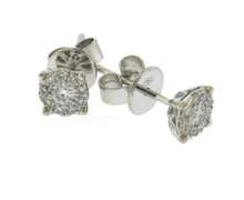 Brilliant White Gold Diamond Halo Cluster Earrings