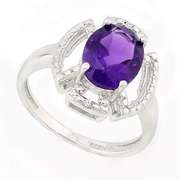 HULKING 2 1/2 CARAT AMETHYST & GENUINE DIAMONDS 925 STERLING SILVER RING