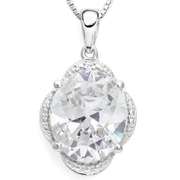 5.16 CT WHITE TOPAZ & DIAMOND 18K GOLD PLATED PENDANT