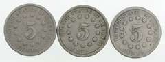 Lot (3) 1872 Shield Nickels