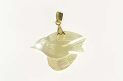 14K Yellow Gold Carved Mother of Pearl Beta Fish Charm/Pendant