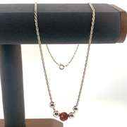 Sterling silver necklace with red and silver beads
