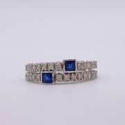 14kt Gold, Blue Sapphire, & Diamond Ring