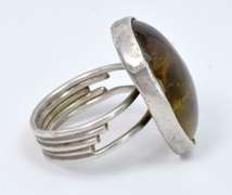 Interesting Brown Stone Ring in Sterling Silver