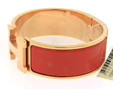 Hermes Rose Gold Plated Enamel Bangle Bracelet