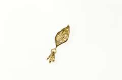 14K Yellow Gold Two Tone Diamond Accent Wavy Statement Pendant