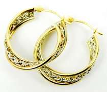 14K Yellow & White Gold Hoop Earrings