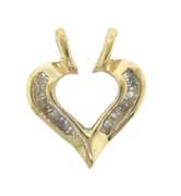 Beautiful Baguette Diamond Heart Yellow Gold Pendant