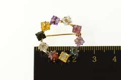 14K Yellow Gold Retro Princess Sim. Multi Colored Stone Pin/Brooch