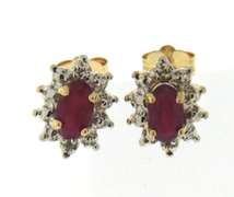 Stunning Yellow Gold Ruby & Diamond Earrings