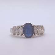 14kt Gold, Blue Sapphire, & Diamond Cocktail Ring