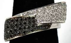 Flashy 0.64CTW Black & White Diamond Bow Ring in 14KT White Gold