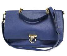 Authentic Versace Medusa Leather Blue Pebbled Shoulder Bag
