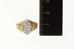 10K Yellow Gold Marquise Diamond Cluster Ornate Filigree Ring